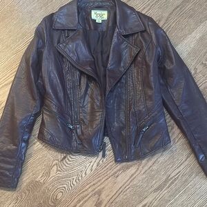 Women's Burgundy Faux Leather Jacket